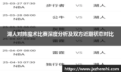 湖人对阵魔术比赛深度分析及双方近期状态对比